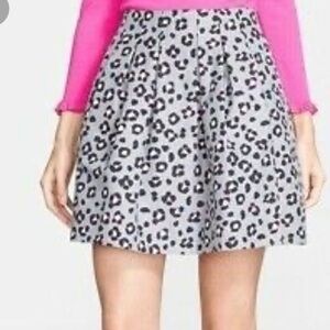 Kate Spade Cyber Cheetah Box Pleated Blue Smoke Mini Skirt Size 00 NWT